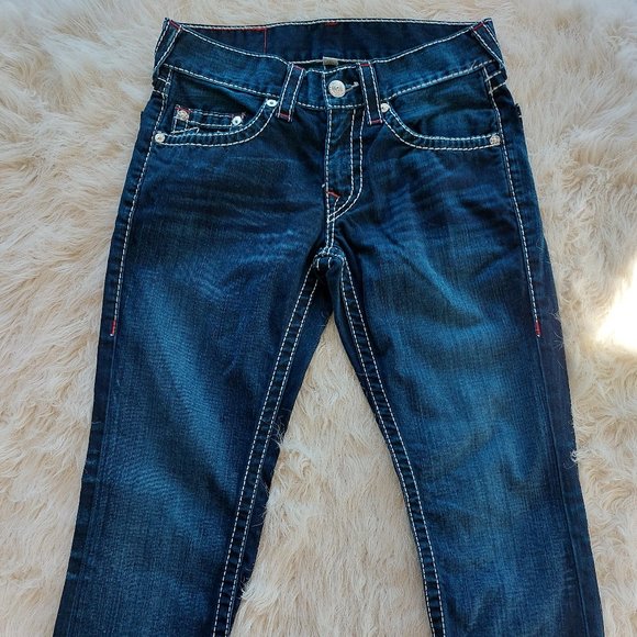 True Religion Women's Straight Leg Mid Rise Thick Stitches Denim Jeans Size: 29 - Picture 3 of 14